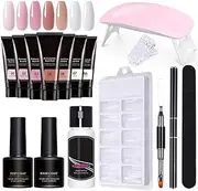 Poly Extension Gel Nail Kit, 7 Colors Gel Extension Nail Kit with UV Lamp Nail File Clip Builder Gel Nail Kit Gel Nail Art Tools Kit for Home Salon