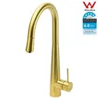 Brushed Gold Round Pull Out Kitchen Mixer Tap Sink Laundry Basin Faucet Spout