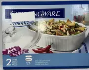 Vintage Corningware French White 1.75 Quart Loaf Pan, Pyrex Stoneware Dish NIB