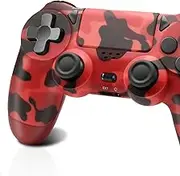ARCELI Wireless Controller for PS4 -Controller Wireless for PS4/Pro/PC/Slim, Upgraded Bluetooth Gamepad Joystick with Dual Vibration Touch Panel 3.5mm Audio Jack Six-Axis(Red Camouflage)