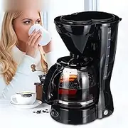 Frafuo 12-Cup Drip Coffee Maker-Coffee Machine Auto Keep Warm Function, Anti-Drip System with Permanent Filter and Borosilicate Glass Carafe, One-Touch Operation-Ideal for Home or Office, Black