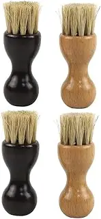 MOKKHNB 4Pcs Wooden Shoes Brush Versatile Polishing Cleaning Brushes for Shoe Care Chic Design Black Khaki for Boots Sneakers