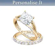 'Princess' Personalised Engraved Bridal Ring Set
