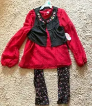 NWT Wonder Nation Girls 3 Piece moleskin boho Size XL 14-16 Black Vest