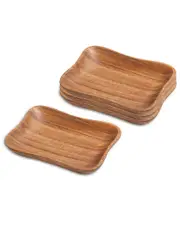 Woodard & Charles Set Of 4 Acacia Wood Small Pinched Serving Trays