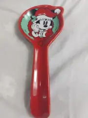 Mickey Mouse In Wreath & Hat Christmas Ceramic Spoon Rest/ New