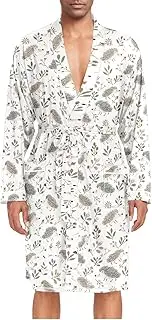[ZZXXB] Hedgehog and Leaves Mens Sleepwear Robe Lightweight Nightgown Long Sleeves Spa Bathrobe with Pockets M-XL
