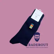 Paul Smith Men navy blue signature stripe-embroidered cotton Made in Italy socks