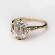 Asscher-Cut Moissanite Gold Ring with Diamond Accents Vintage-Inspired Design