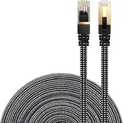 DanYee Ethernet Cable Cat 7 Flat High Speed Nylon LAN Network Patch Cable Gold Plated Plug STP Wires CAT 7 RJ45 Ethernet Cable 0.5M 1M 2M 3M 5M 8M 10M 15M 20M 30M(Black-20m)