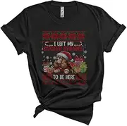 [Generic] I Left My Cocker Spaniel to Be Here, Humorous Cute Christmas Sweater Santa Puppy, X-mas Unisex T-Shirt