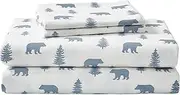 Eddie Bauer - Queen Sheet Set, Warm Breathable Cotton Flannel Bedding with Deep Pockets, Brushed for Extra Softness, Cozy Home Decor, Oeko-Tex Certified (Bears & Trees, Queen)