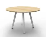 RAPIDLINE ETERNITY ROUND MEETING TABLE 900mm Diameter x H730mm Natural Oak Top White Frame