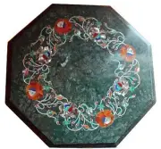 12" Green Marble Table Top Coffee Corner Center Side Creative Inlay Stone