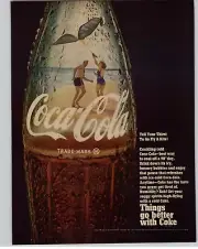 1968 Coca Cola Soft Drink Vintage Print Ad Couple Flying Kite Bottle Reflection