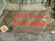 Pottery Barn Grinch Dear Santa I Can Explain Tassel Sequin Pillow Cover NEW