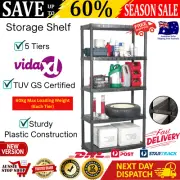 Plastic Storage Rack Stand With 5 Shelves Shelving Unit Home Warehouse Organizer