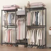 Adjustable Heavy Duty Garment Rack for Clothes and Shoe Storage - Black