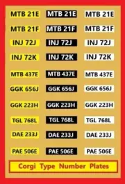 Corgi Number plate full set of assorted stickers
