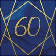 Creative Party Geode 3 Ply Stamp 60th Napkins (Pack of 16) (UK Size: One Size) (Navy/Gold)