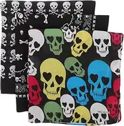 [SOESFOUFU] Skull Bandana for Men Women Cotton Bandanas Headband Scarf Zig Print Multipurpose Headwear