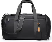[wellwise] Mens Womens Travel Bag with Shoes Compartment 47 * 21 * 26 Adjustable Strap Underseat Work Bags,Waterproof 26L Hold All Travel Luggage Bag Holiday Bag with Multi-Pockets, Black, Travel Bag with Shoes
