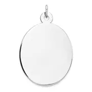 Sterling Silver Rhod-Plate Eng. Oval Polish Front/Back Disc Charm