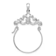 Sterling Silver De-Ani Rhodium-Plated Polished Scroll Design Charm Holder