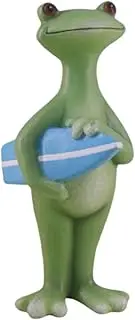 Generic Frog Statue Figurine Frog Figurine Miniature Garden Statue Resin Animal Sculpture for Hallway Pond Office Walkway Outside, Blue Surfboard
