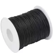 WAXED Cotton Cord 1mm 100 yard Roll - Black