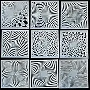 LiME LiNE 3-D Illusion Airbrush Stencils - Set of 9 Reusable Geometric Designs
