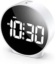 ORIA Digital Alarm Clock, HD LED Display Alarm Clock, Desk Clock Bedside Clock with Dual Alarms, 12/24H, 4 Level Brightness, Snooze Function, USB/Battery Powered, for Bedroom, Office -White