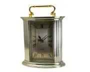MANTEL STYLE GOLD FINISH METAL AND PLASTIC BACK ALARM ANALOG QUARTZ CLOCK