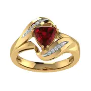 9ct Yellow Gold Created Ruby and Diamond Ring