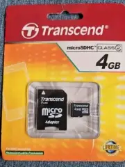 Transcend 4GB Micro SD Memory Card + Adapter for Camera Phone MP3 Tablet (EB-10)