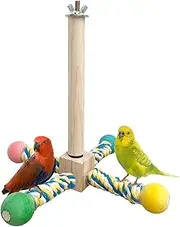 Bird Perch Toy, Bird Perches for Cages, Parrot 360° Interactive Rotating Toy for Parakeets Cockatiels Lovebirds Conures Finches Budgies