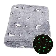 Glow in The Dark Throw Blanket 50 x 60 Inches, Galaxy Stars 50"×60" Gray