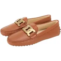 在飛比找Yahoo奇摩購物中心優惠-TOD’S Kate 金屬飾釦壓紋牛皮豆豆鞋(棕色)