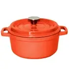Cast Iron 24cm Enamel Porcelain Casserole Stew Cooking Pot with Lid 3.6L Orange