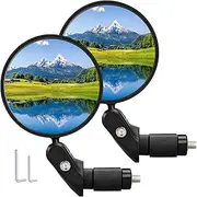Handlebar Bike Mirrors, 2pcs Bicycle Rearview Mirror Set, Adjustable Handlebar Mounted Convex Mirror with Allen Wrench, for Mountain Road Bikes (2 Mirrors)