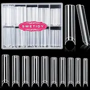 SWETIDY 200PCS Clear Straight Square Shape Nail Tips, Half Cover XXL No C Curve, Professional Set for Salon & DIY Nail Art