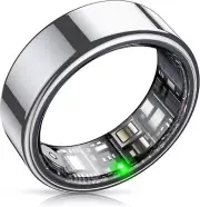 Smart Ring Silver (Size 8) Heart Rate/Sleep/Blood Oxygen Monitoring, Step Count