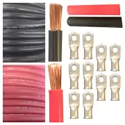 2 GAUGE Interconnecting Copper Cables Kit |10FT Red|10FT Black|10pc 5/16in Lugs