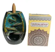 Backflow Waterfall Incense Burner & 1x Box Sandalwood Cones