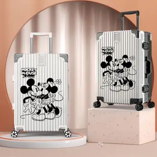 迪士尼新款涂鴉行李箱女學生鋁框密碼24旅行箱男大容量29親吻米奇行李箱 子母箱 旅行箱 小行李箱 登機箱 多功能行李箱