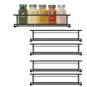 4Pcs Carbon Steel Kitchen Spice Racks Wall Mounted Cupboard Door Jar Storage Organizers