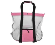 Beach Bags Mesh Cotton Oversized Storage Tote Bags For Beach Picnic Barbecue Camping Pink