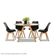Milari Round Dining Table 1200 + 6X Padded Black Eames Chairs