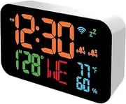 WiFi Clock with Intelligent Thermometer Hygrometer for Quick Access to Temperature Trends Hygrometer with Digital ABS, Orange Lamp