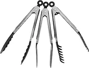 Hoement Silicone Tongs for Cooking 3-Piece Set Stainless Steel Tips for Salad Pasta Buffet BBQ